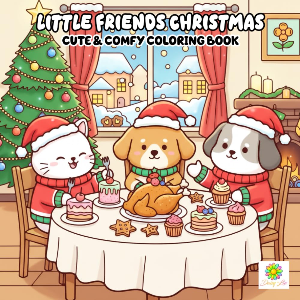 Little Friends Christmas Coloring Book: Cute Animal Holiday Adventures with Cozy and Festive Scenes to Color for All Ages