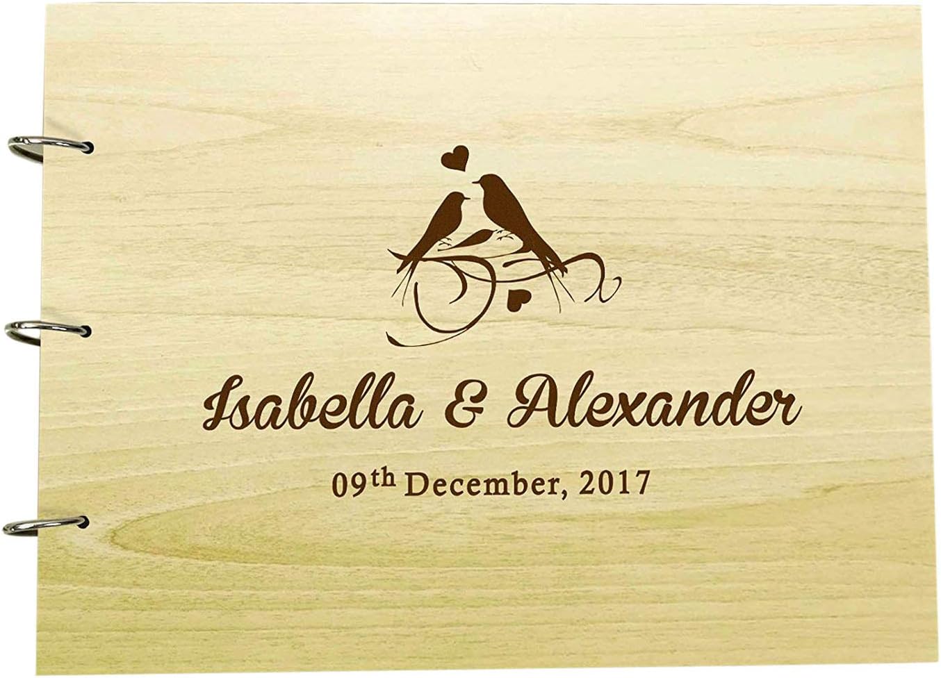 Rustic Wedding Wood Engraved Bride & Groom Advice Guestbook Photo Album Custom Scrapbook