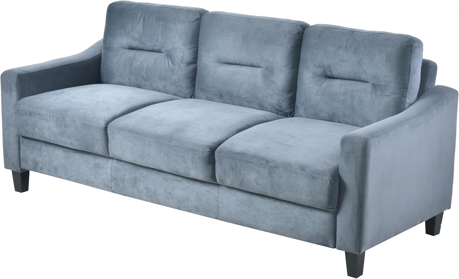 3 Seat Comfortable Velvet Sectional Sofa with Thickened Cushions and Backrest,Versatile Modular Couch,w/Tapered Legs & Detachable Design,for Living Room,Bedroom,Office,Blue Grey