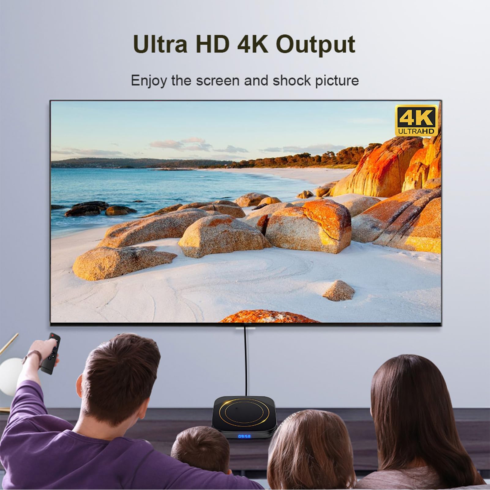 12 TV Box 8K, Czterordzeniowy H618 z 4 GB RAM i 32 GB ROM WiFi6 2,4 G 5,8 G Bluetooth .0, dla Streaming Media Player (wtyczka UE +64G)