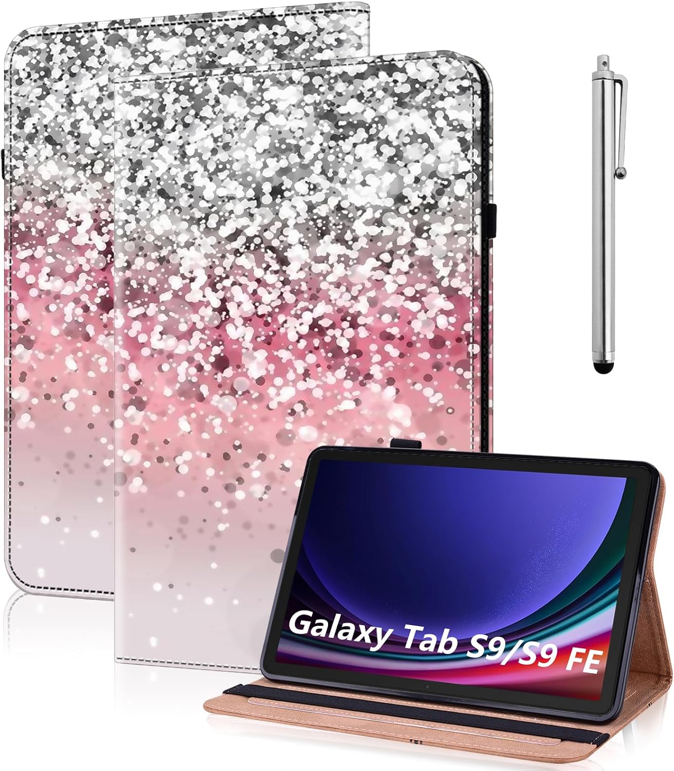 Case for Samsung Galaxy Tab S10 Lite/ S10 FE/ S9 FE 5G 10.9 Inch/Tab S9 11 Inch with S Pen Holder, Cute Leather Folio Cover Case with Card Slots - Gradation
