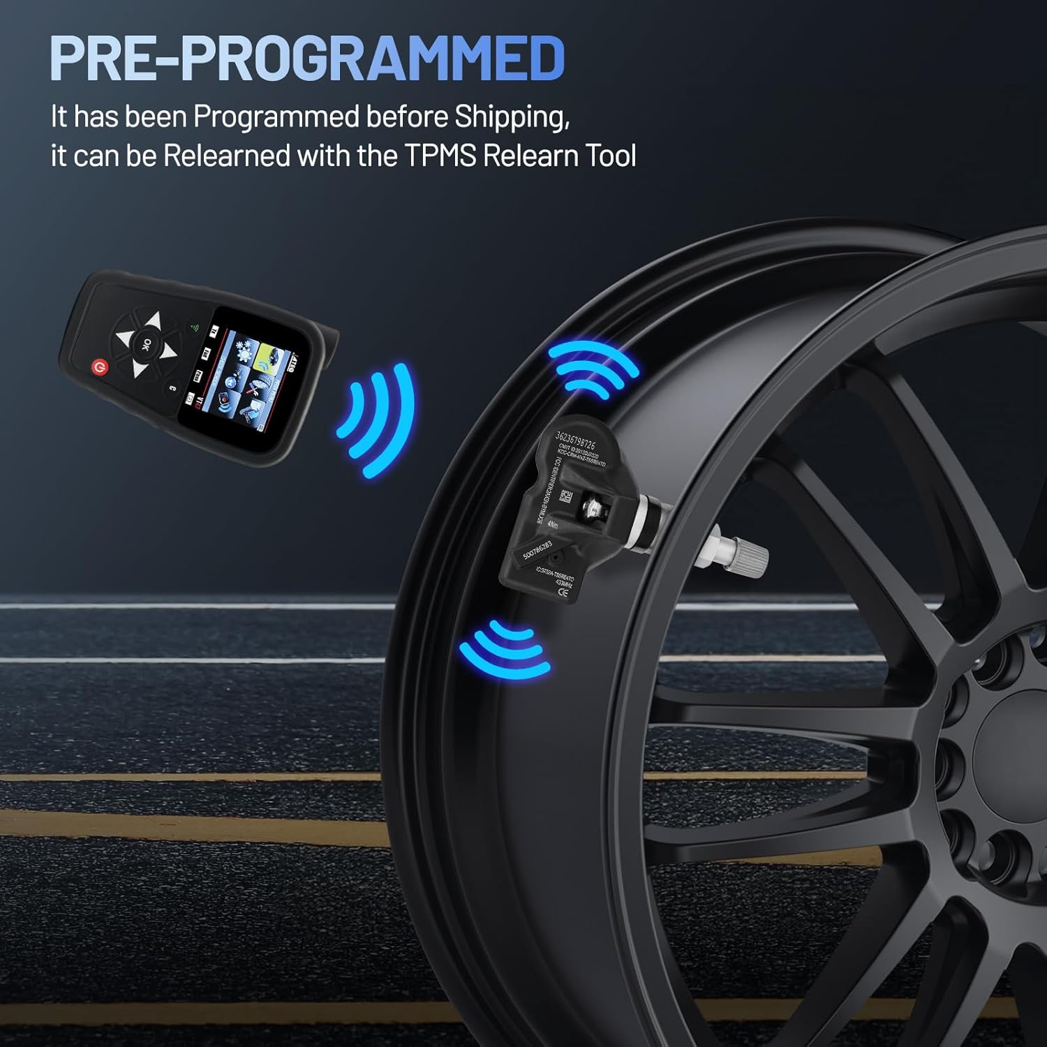 TPMS Sensor 36236798726 for GM 433MHz Tire Pressure Monitoring Sensor Compatible with BMW, Compatible with Audi, Compatible with Martin Compatible with Bentley Replaces 7PP907275F (4 Pack)