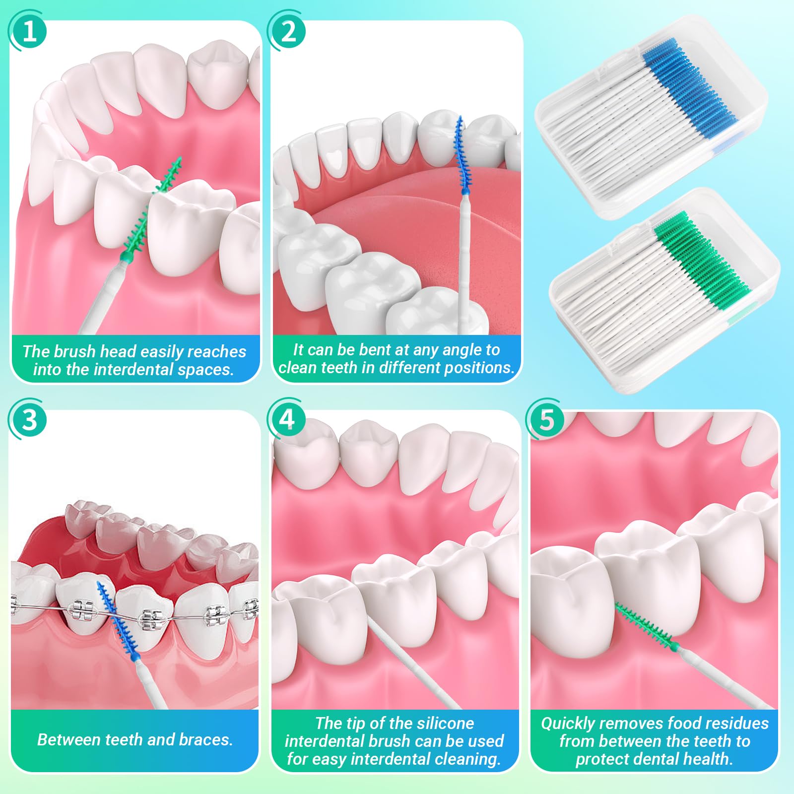 Cure Dent Plastique 2-en-1 Portable 400 Pièces Nettoyer Entre les Dents