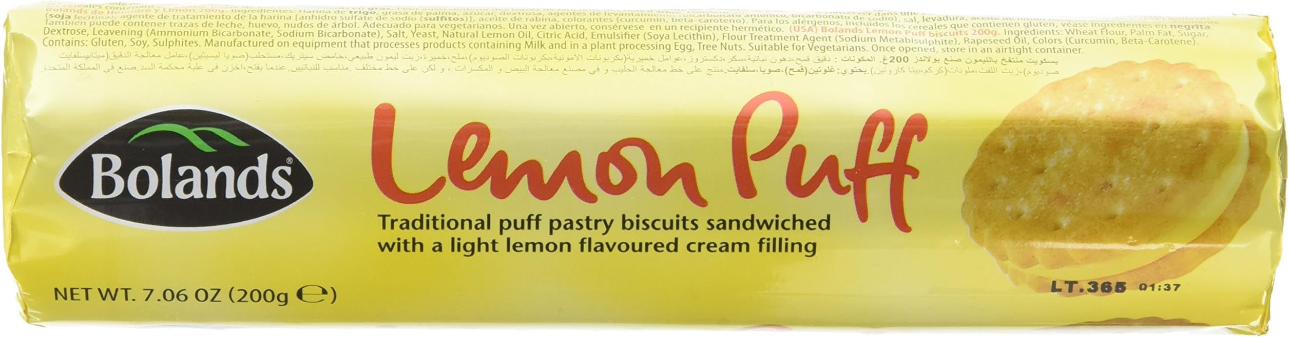 Bolands Lemon Puff Biscuits, 200 g, Pack of 24