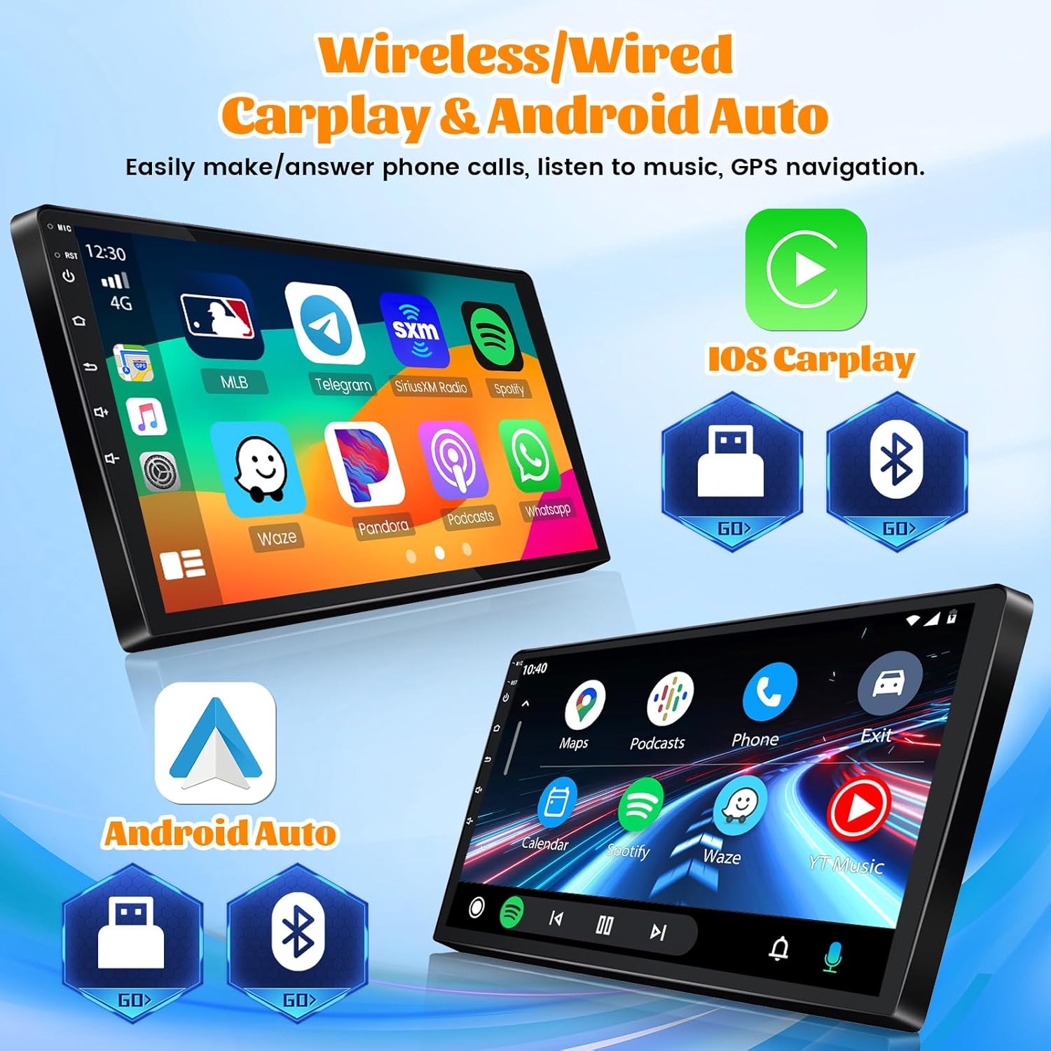 Roinvou 2+64G Android 10.1" Touch Screen for Jeep Compass Patriot 2010-2016 with Wireless CarPlay Android Auto WiFi Bluetooth GPS Navigation FM RDS Radio Backup Camera