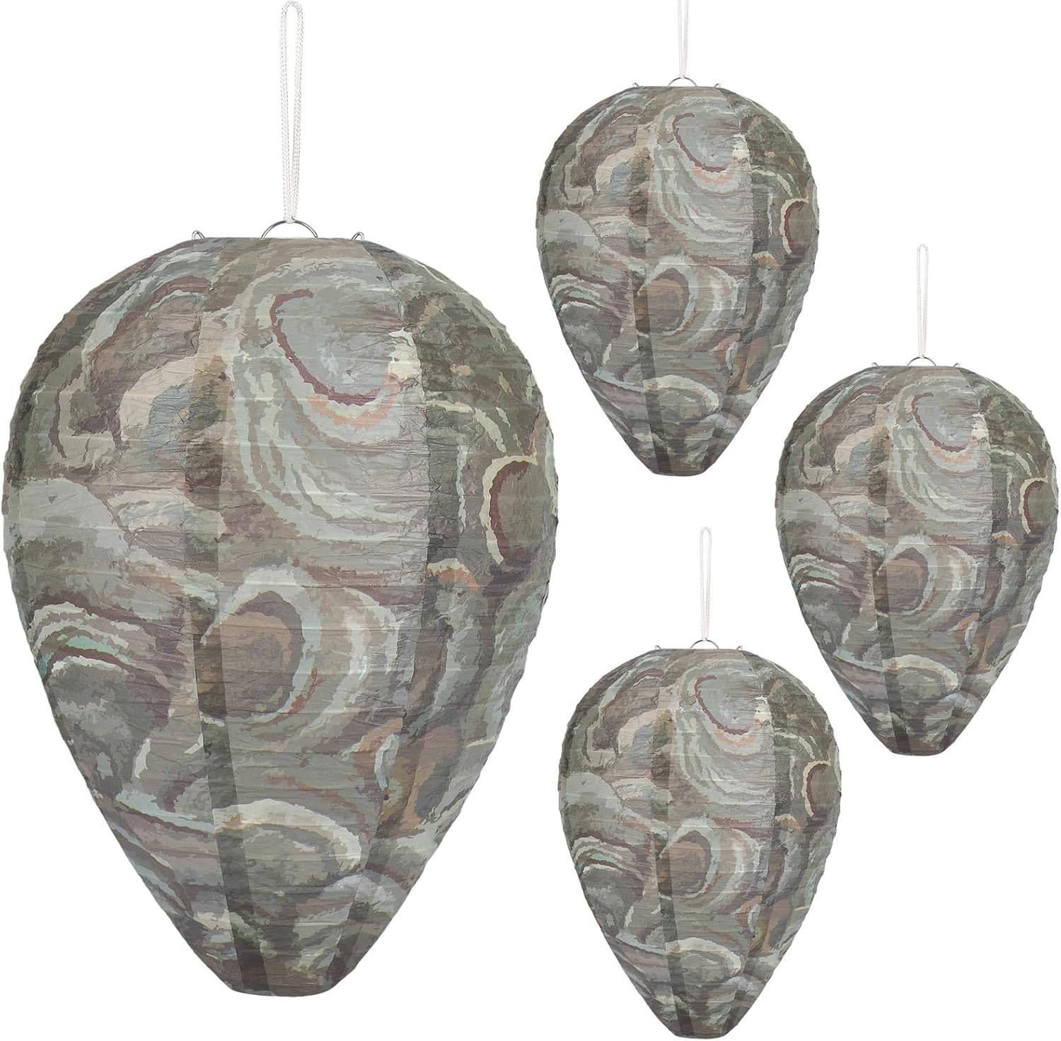 DECYOOL 4 Pack Paper Wasp Nest Decoy Hanging Wasp Nest Stay Away from Wasps Hornets Yellow Jackets (Dark Green) Thumbnail