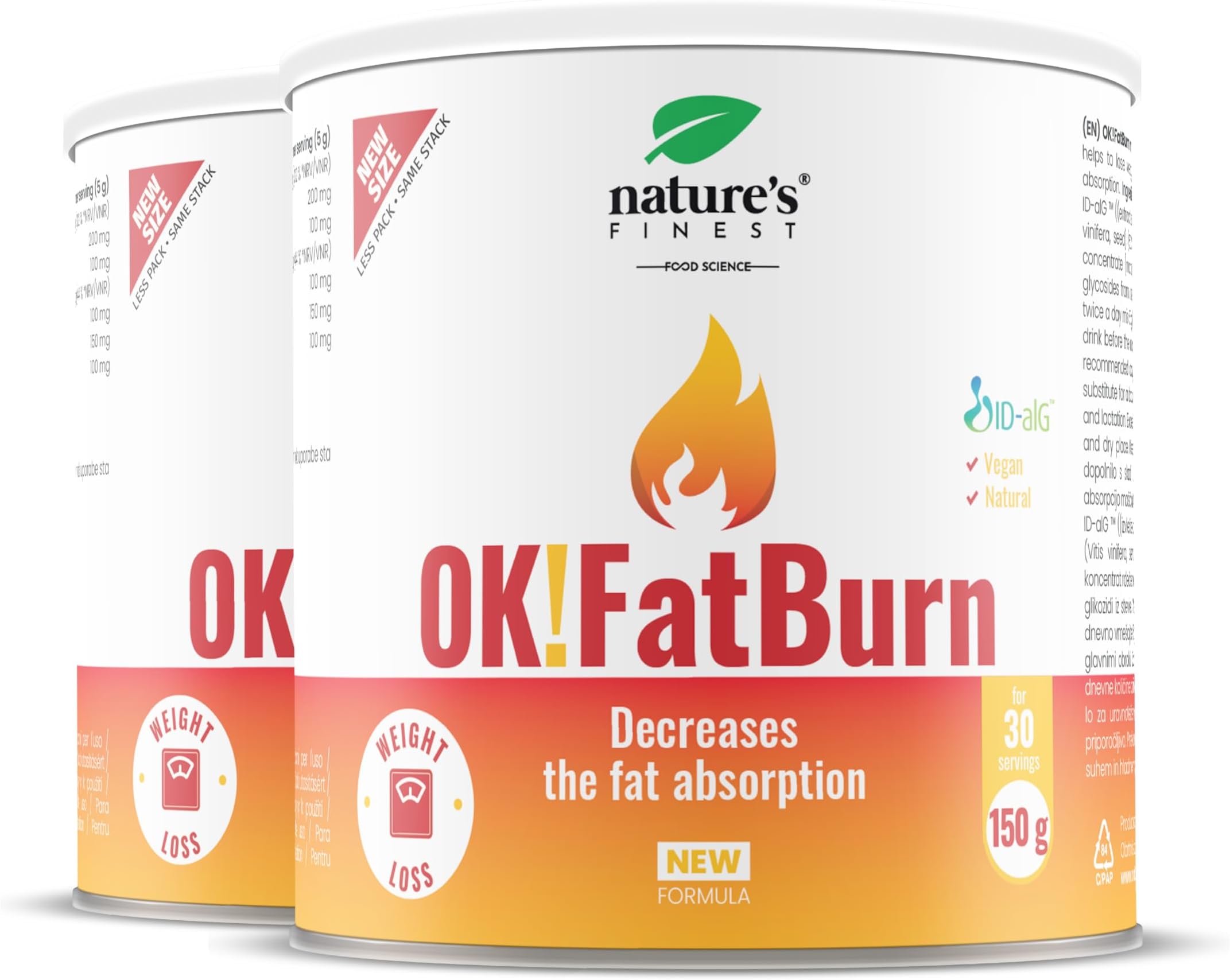 Nature's Finest by Nutrisslim OK!Fatburn: Carb Blocker for Men & Women, Gluten Free Weight Loss Supplement - L Carnitine, ID-alG, L-Tyrosine & Vitamin C for Fat Burning & Better Body Shape
