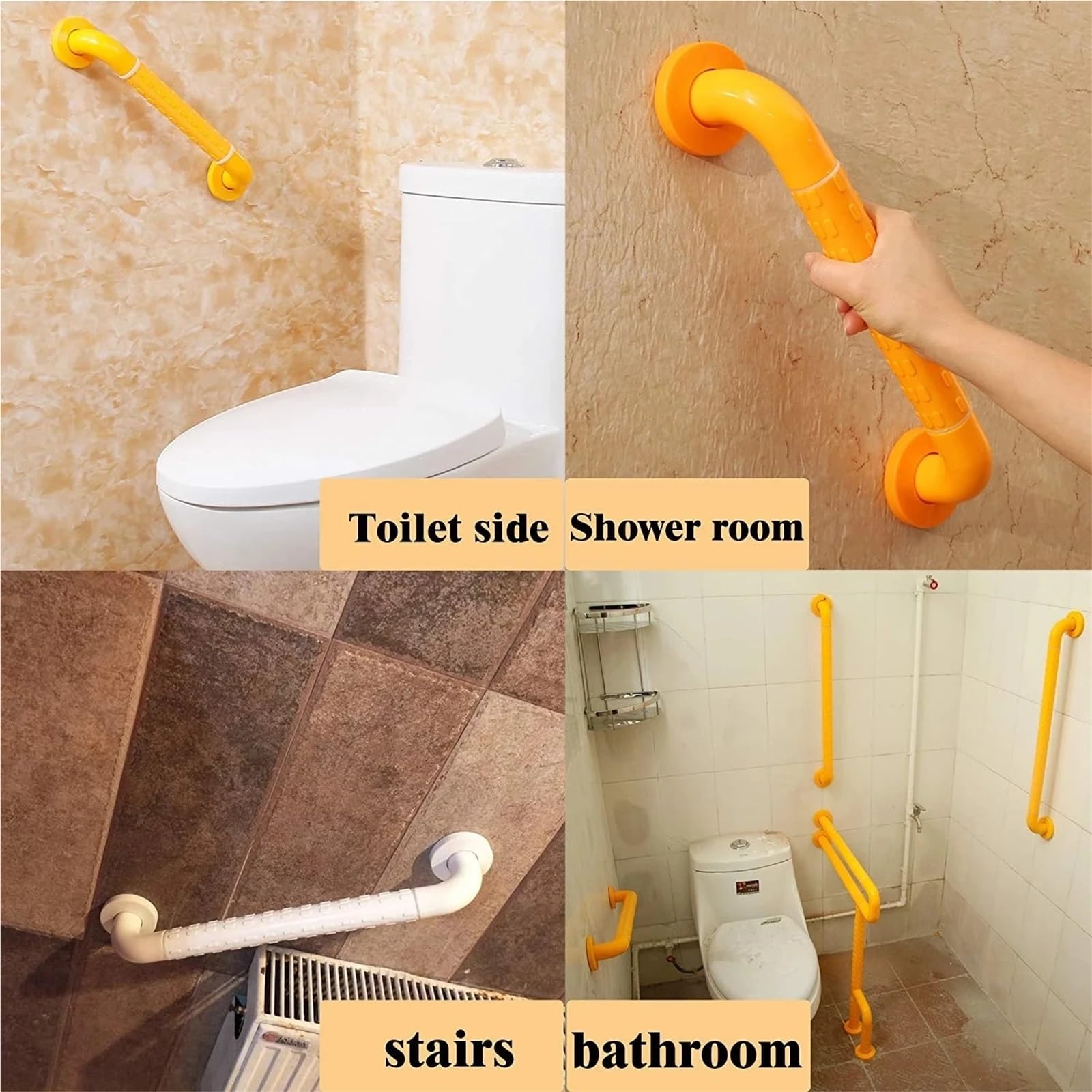 Maniglie Corrimano Antiscivolo per Vasca, Corrimano di Sicurezza per Il Bagno, Accessori per Il Bagno Senza Barriere per Anziani E Bambini Disabili(50cm-Orange)