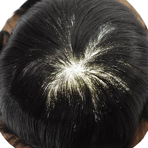 Miniatura 7 de Toupee para hombres Piezas de pelo Real Sistema de Cabello Humano para Hombres Encaje Suave Toupee Hombres Hairpieces PU Natural Hairline Protesis