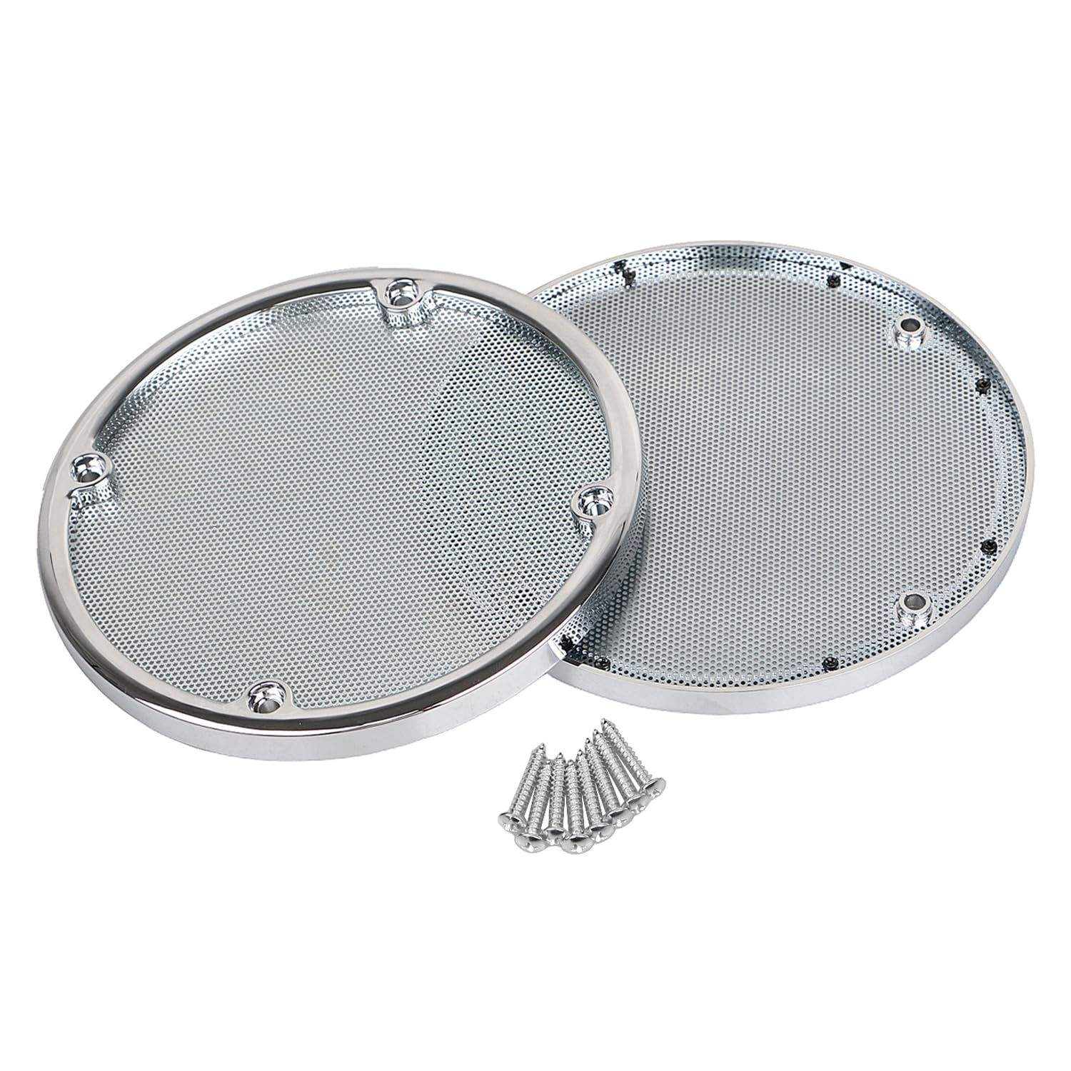 Chrome Rear Speaker Trim Grills Mesh Covers Compatible with 2006-2013 Harley Electra Glide Street Glide Ultra Classic FLH