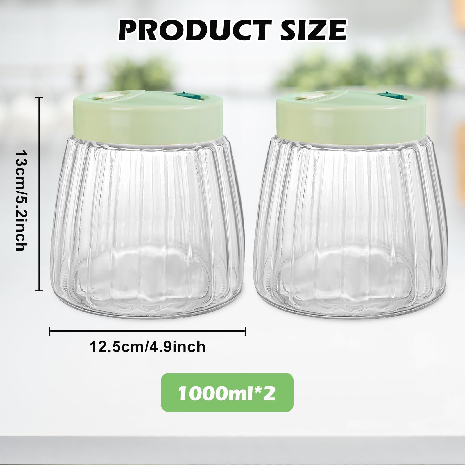 2 Bocaux En Verre De Fermentation 1 Litre - Avec Couvercle, Pour Kimchi, Légumes, Confitures, Kombucha, Sans Plomb