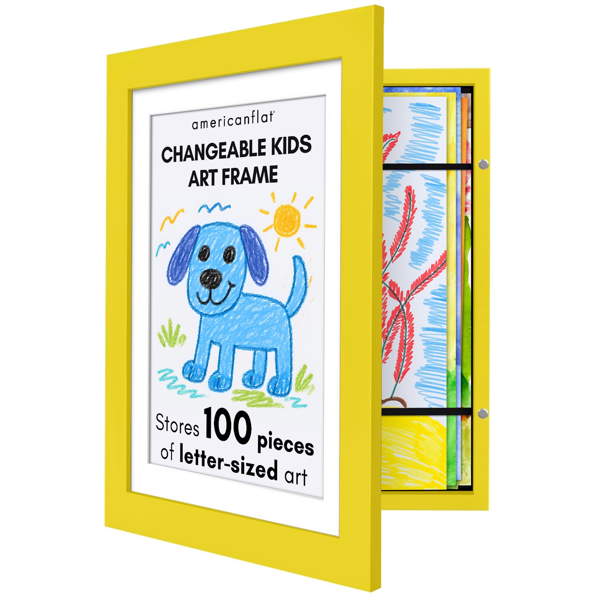 Americanflat 8.5x11 Changeable Kids Art Frame - Sunshine Yellow