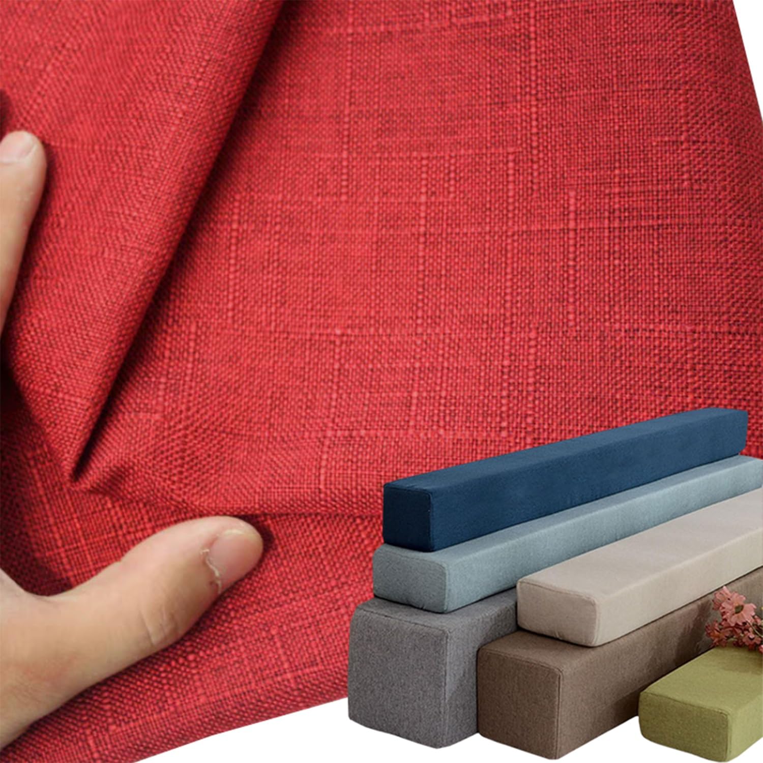 Bed Gap Filler Wall Side Pillow Cover Super King Size/Double/Single, Mattress Extender Foam Protective Covers for Headboard Gap Filler, Linen Fabric Pillowcase with Zipper(Burgundy,120x10x15cm)
