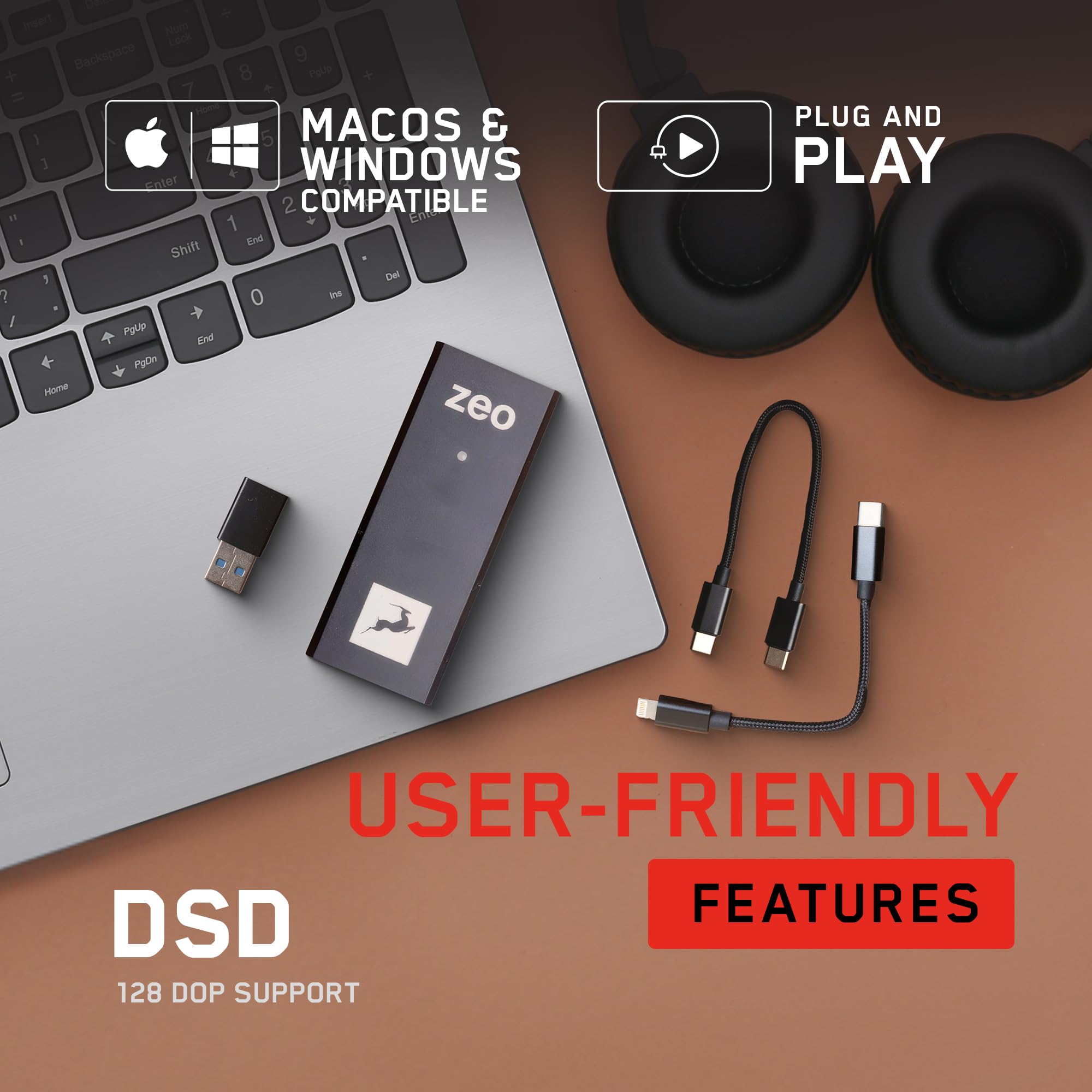 Antelope Audio ZEO - Amplificatore portatile Hi-Fi DAC e cuffie con ingresso USB e uscita da 3,5 mm
