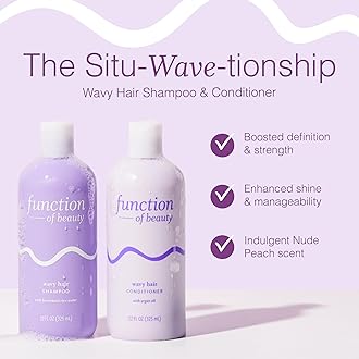 Function of Beauty Customizable Shampoo & Conditioner for Wavy Hair, 22 oz Each - Sulfate-Free, With Fermented Rice Water to Strengthen & Argan Oil to Enhance Glossiness & Natural Shine