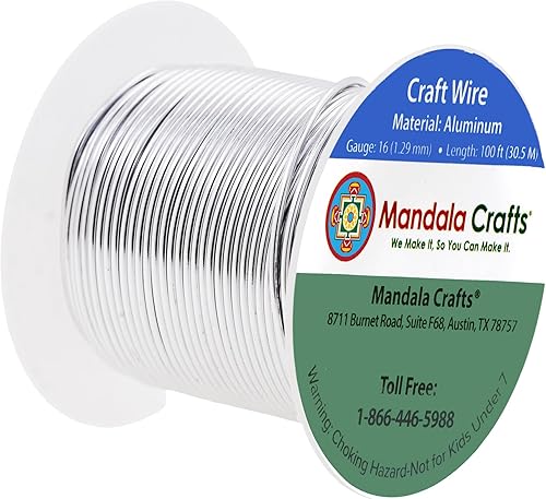 Vista 219 de Mandala Crafts Alambre de aluminio anodizado de calibre 8 para hacer joyas, alambre neutro flexible de color de 128 pies, flexible y flexible