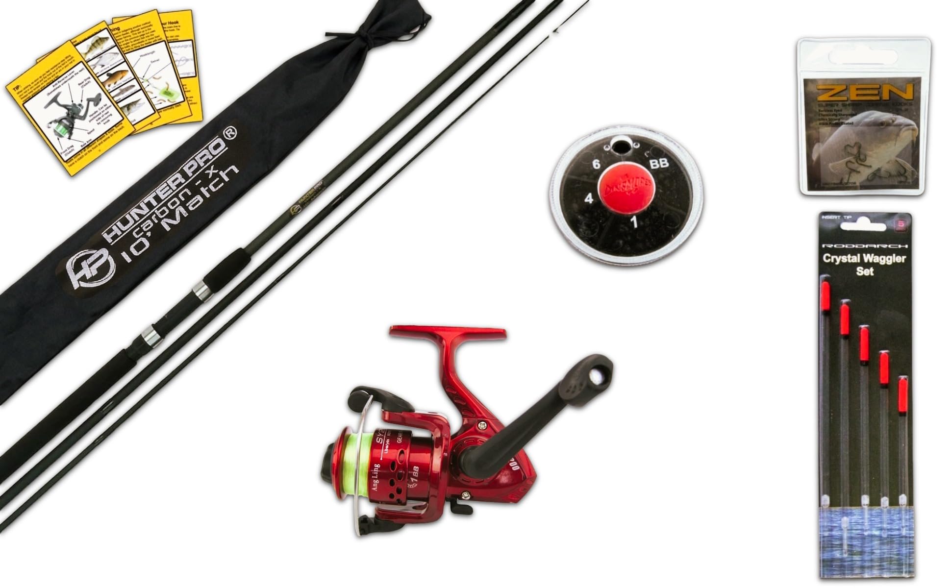 Hunter Pro 10 ft Carbon-X Coarse Fishing Starter Kit: 3-Piece Float Rod, SY200 All-Metal Reel & Loaded Terminal Tackle Pack