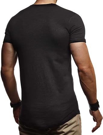 Leif Nelson LN55165 Maglietta Uomo Maniche Corte Slim Fit - Basic In Cotone, Colori Bianco E Nero