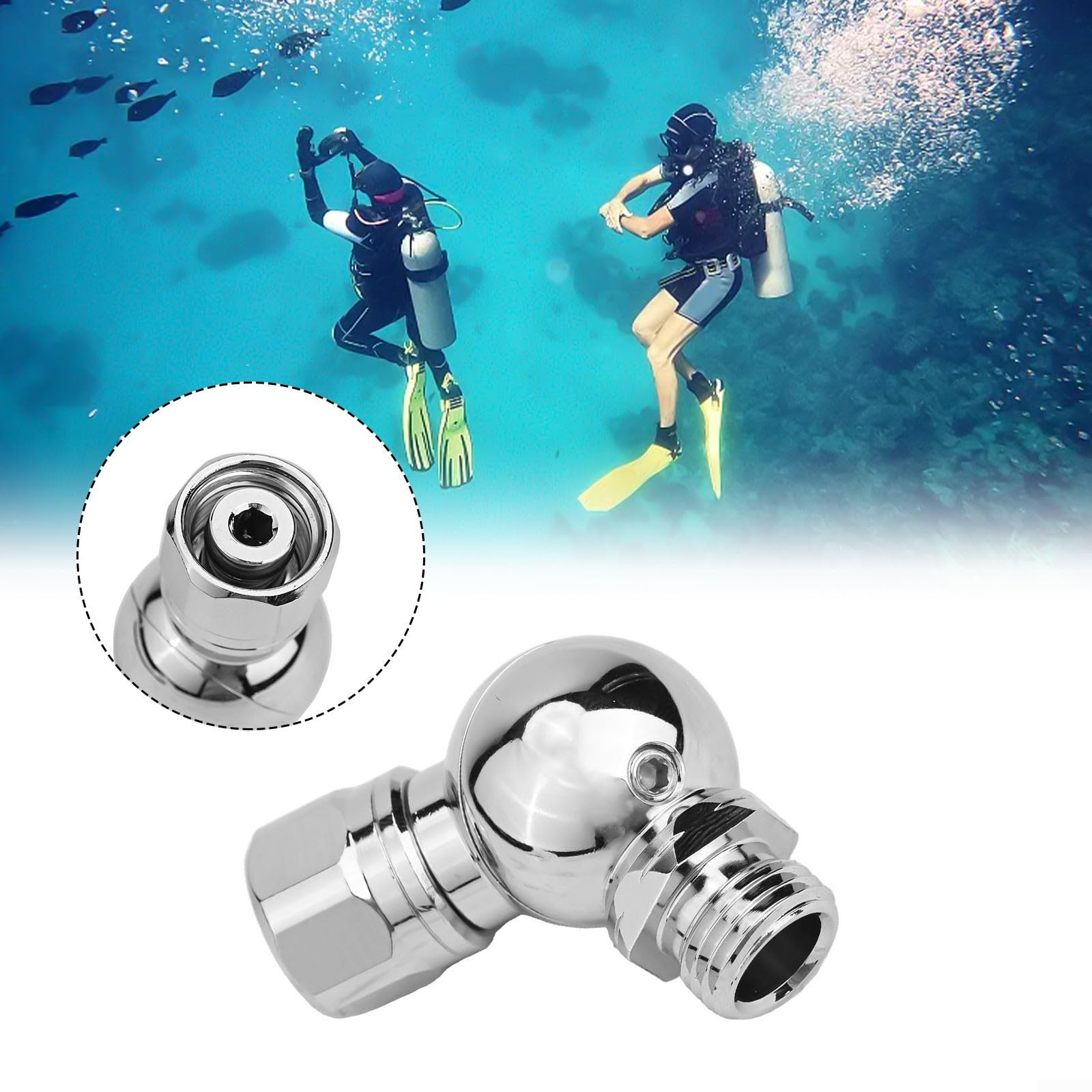 Sekundärregler Drehbarer Adapter für Tauchen mit Chrom-Finish (360°)