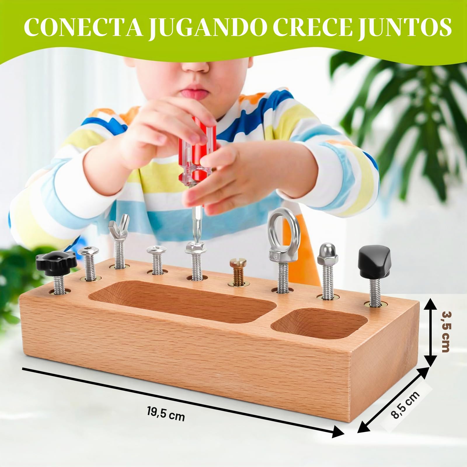 TenFans Montessori Juguetes para 1 2 3 4 años, Tablero de Destornilladores Montessori, Juguetes de Madera para niños, Juguetes de Habilidades motoras Finas, Juguetes sensoriales para niños pequeños.