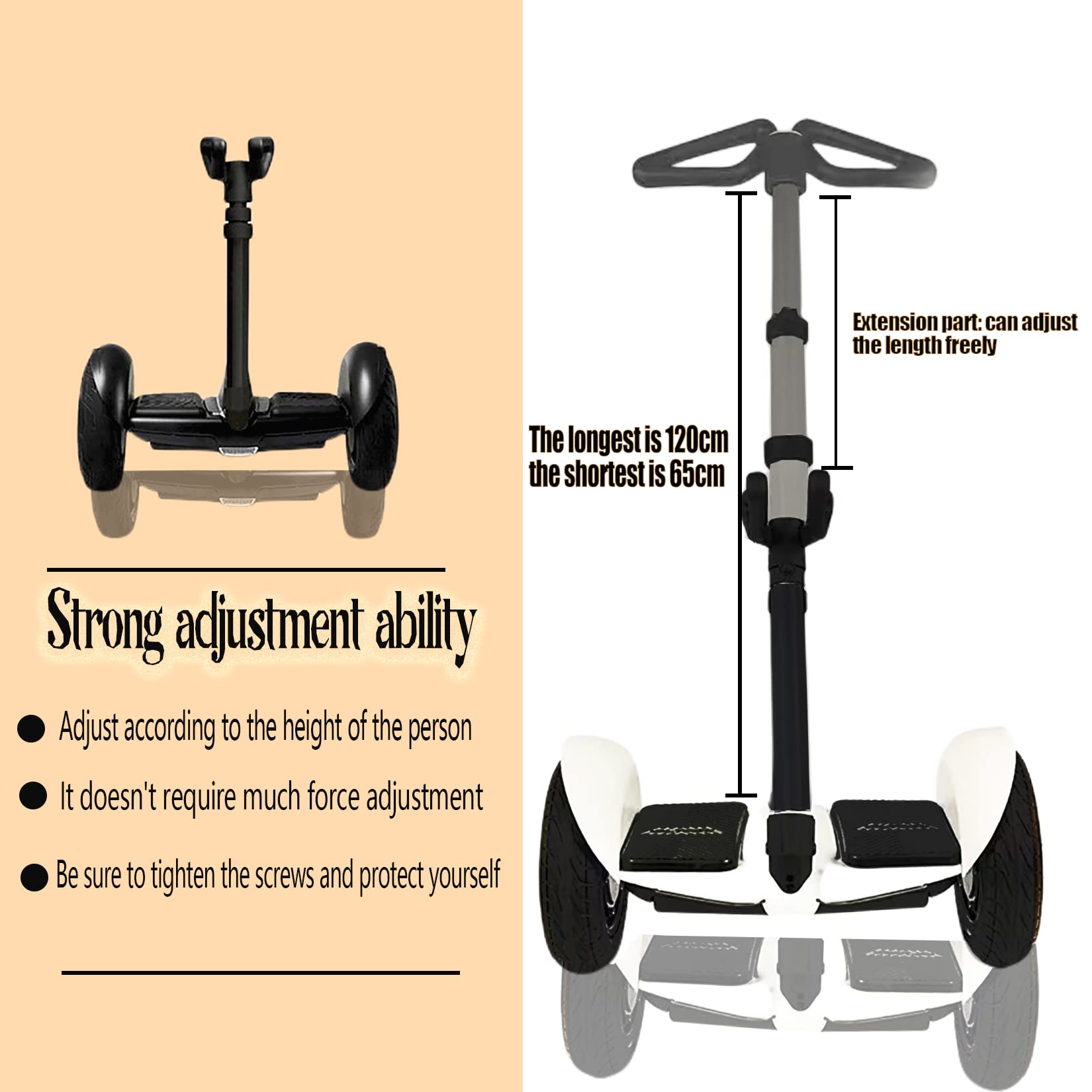 FEC Poignée de guidon réglable, relâchement de la pression au genou, pour hoverboard Segway Ninebot miniPRO miniLite S Self Balance (guidon uniquement) (Noir -A1)