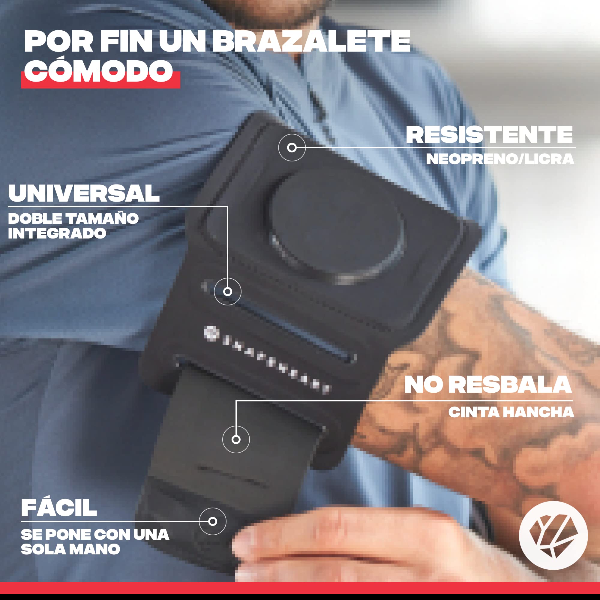 Shapeheart Brazalete Movil Deporte Magnetico - Funda Resistente al Agua Desmontable XL - Running, Trail, Montana - Acceso Smartphone de un Gesto - Brazo 20 a 38 cm, Universal