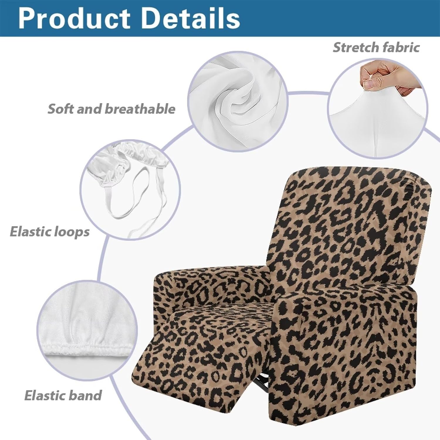 Lazy Boy Recliner Chair Covers That Stay in Place Recliner Covers 4 Pieces Brown Covers for Electric Power Lift Reclining Chair Single-Seater Furniture Protector Washable Animal Print
