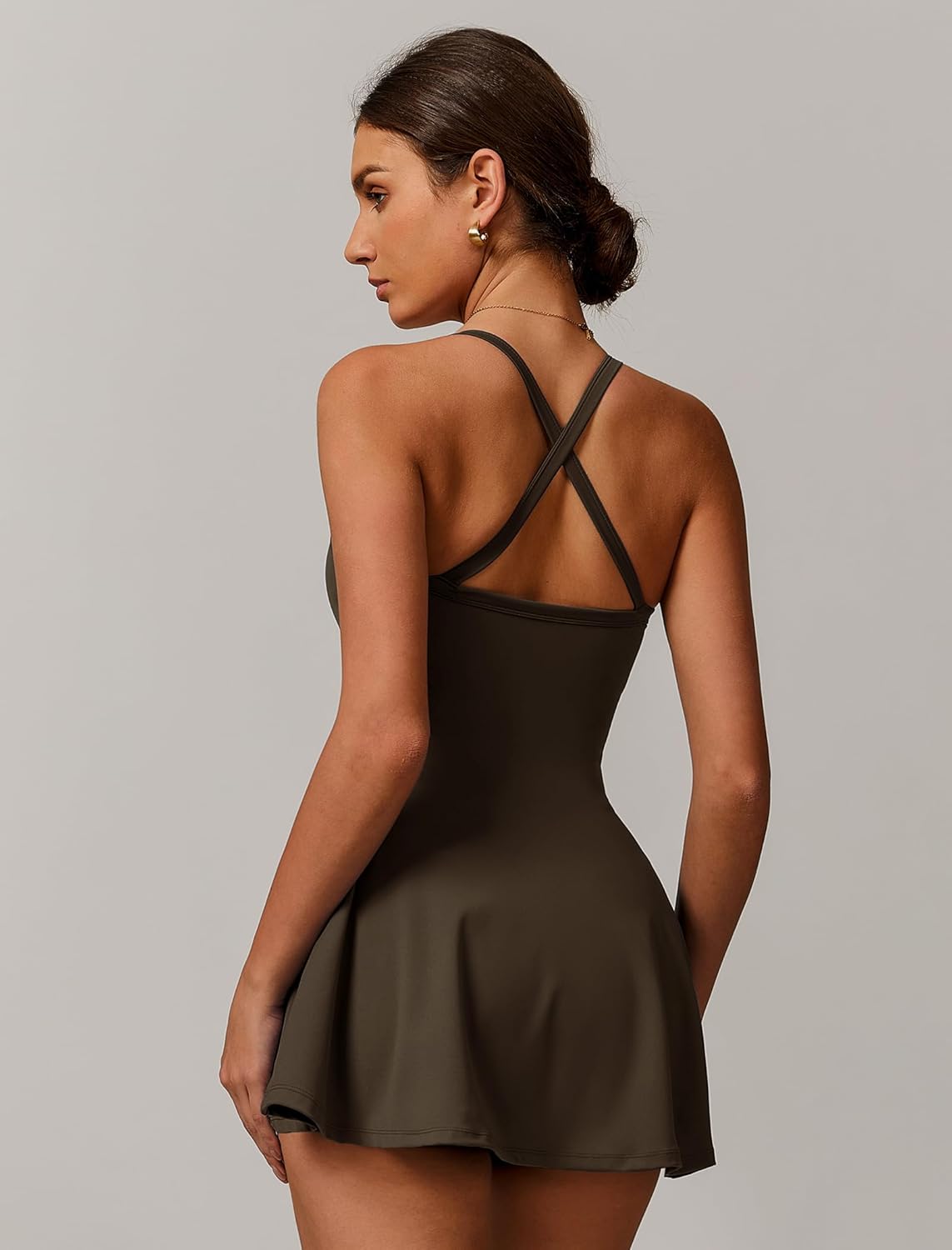 ABOCIW Women Tennis Dress with Built-in Bra and Shorts V Neck Twist Front Athletic Dress Backless Workout Golf Dresses - Image 2