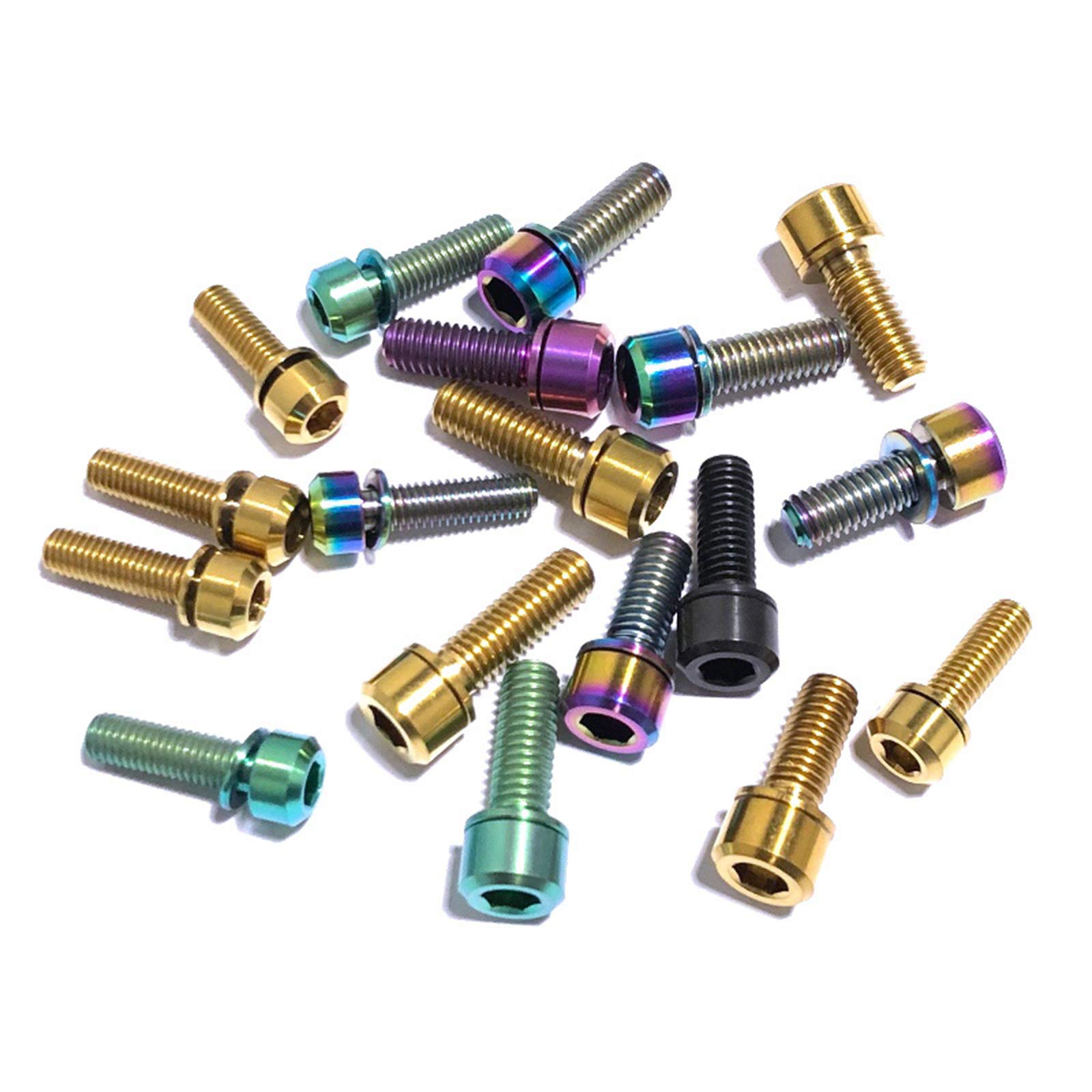 Viti In Titanio Yaruijia Per Manubrio Bici – M5/M6x16/18/20, Testa Conica, Set Da 6 Con Rondelle