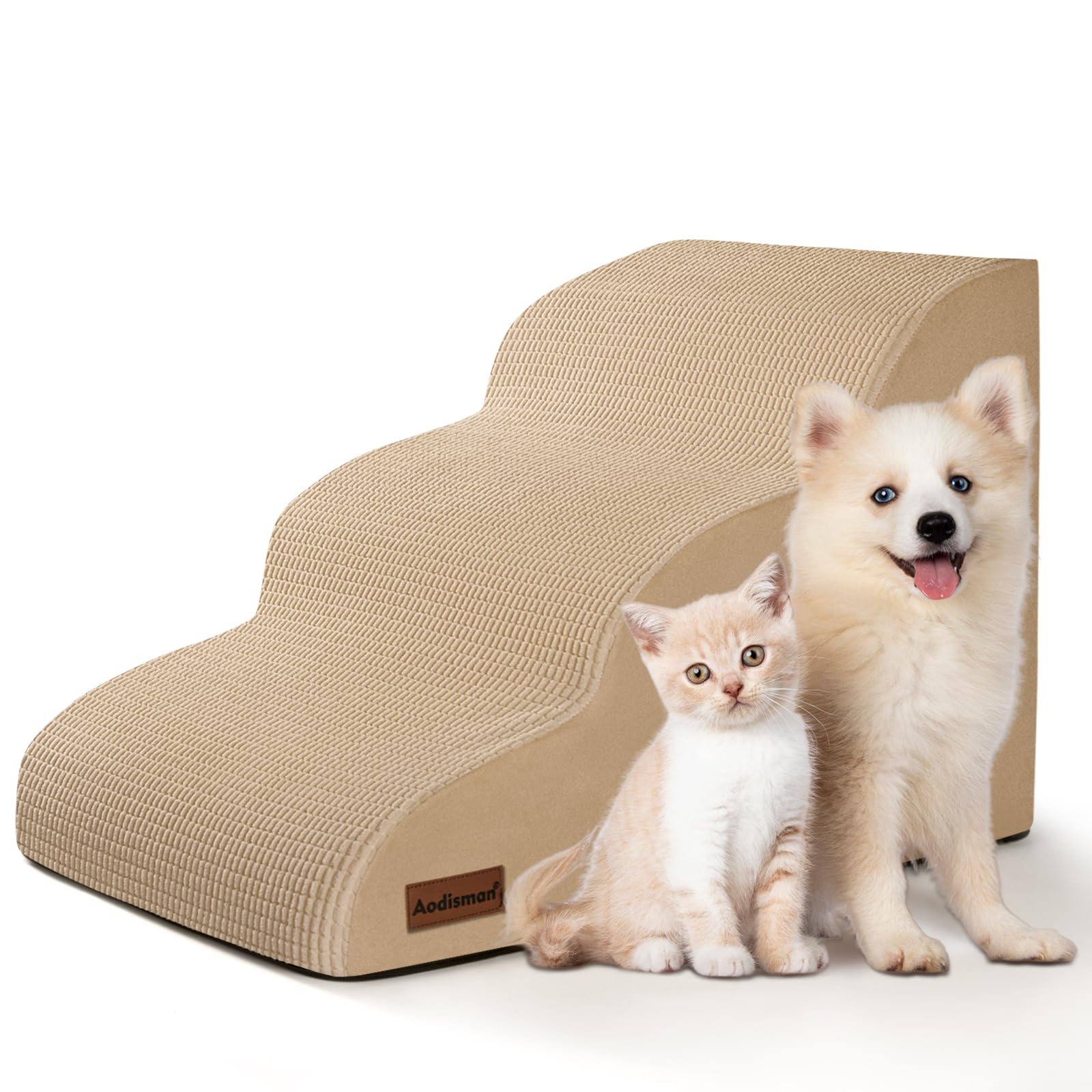 Aodisman Dog Stairs for Small Dogs and Cats,3-Step Pet Ramp for Couch,Chair