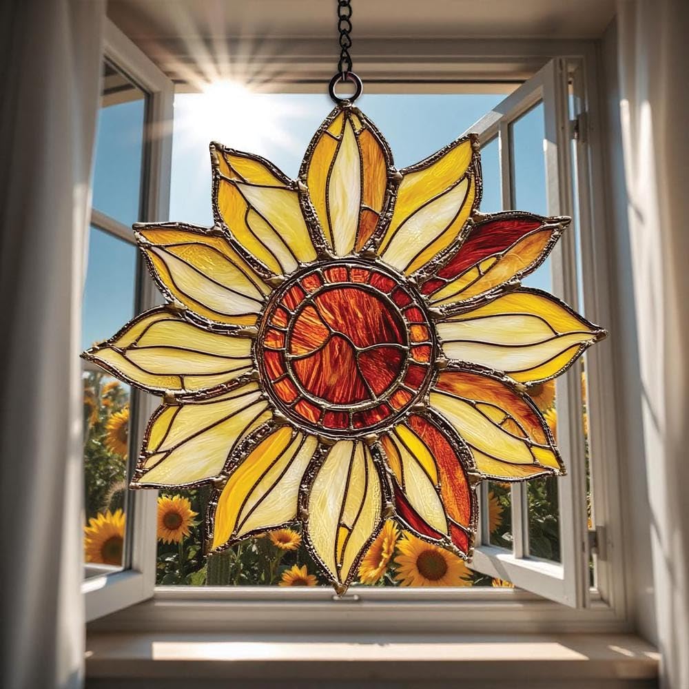 Sunflower Acrylic Suncatcher Window Hanging Floral Window Decor Garden Gift Home Decor Birthday Gift for Mom