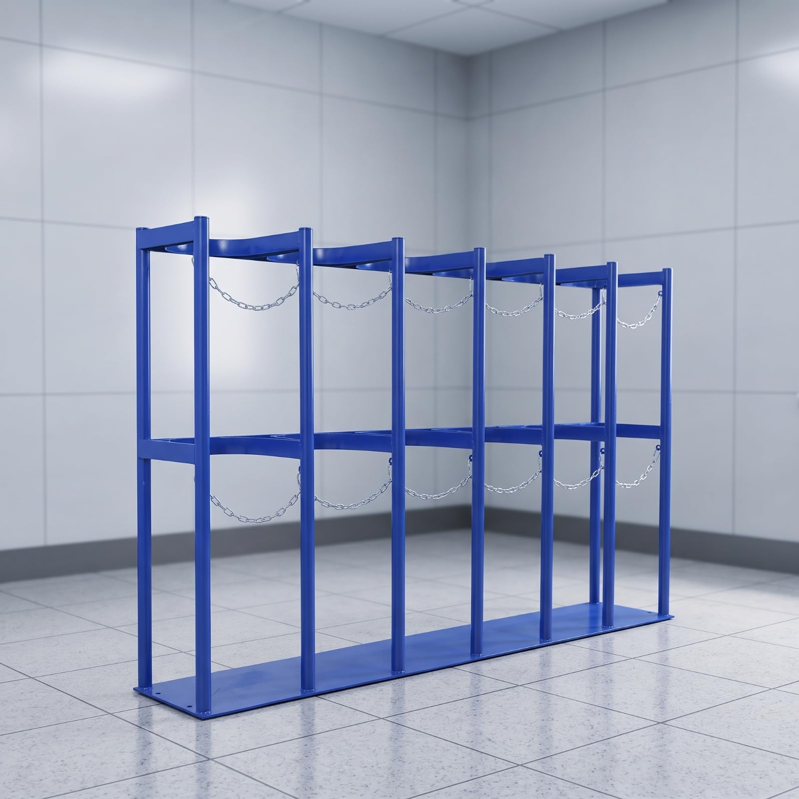 harayaa Soporte Acero para 6 Cilindros Estable | Resistente, Estante para Botellas Gas, Estantería, Almacenamiento Interior, Talleres, Laboratorios, 6-Botella 8l-10l, 8L