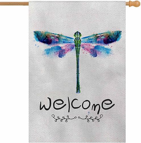 Miniatura 5 de AOYEGO Bandera de bienvenida de flamenco para casa, arpillera vertical de doble cara, flores tropicales, verano, primavera, hojas rosas y verdes,