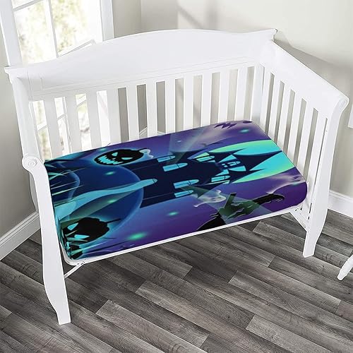 Miniatura 2 de Sábana decorativa para cuna, sábana bajera ajustable de microfibra para cuna para bebés y niños pequeños, 28 x 52 x 9 pulgadas, juego de sábanas