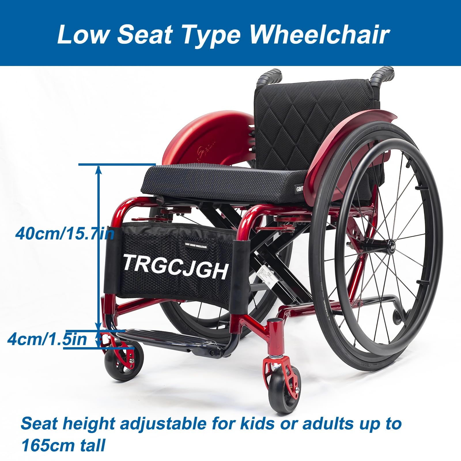 Sedia a rotelle Pieghevole, Carrozzina per disabili, Manuale, Cintura di Sicurezza, Leggera, Poggiapiedi Pieghevole(42cm/16.5in Seat,Black)