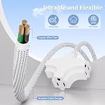 K Kasonic 3 Cord d'extension de sortie, 6 Cordon de rallonge de connecteur plat de pieds, 16/3 SJTW 3-Wire Motivé, 13 Amplificateur 125 V 1625 Watts, cordon d'alimentation tressé avec multi-sortie pour usage intérieur, ETL Inscrit