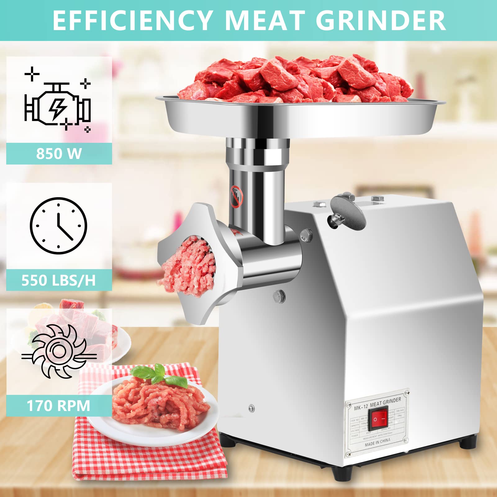 Amazon.com: DIYAREA Commercial Meat Grinder, 850W 550LB/H
