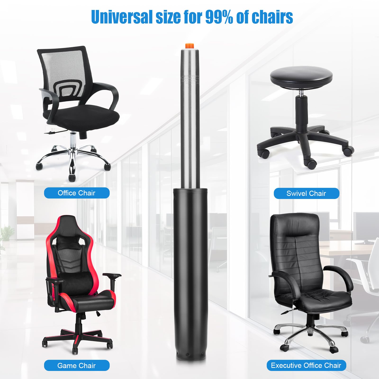 Gasdruckfeder für Bürostuhl, Klasse 4 Gasfeder Bürostuhl, 1000 lbs (450 KG), Universelle Gasdruckfeder, Höhenverstellbare Ersatz Gasfeder für Drehstühle, Gaming Stuhl (300-450mm)