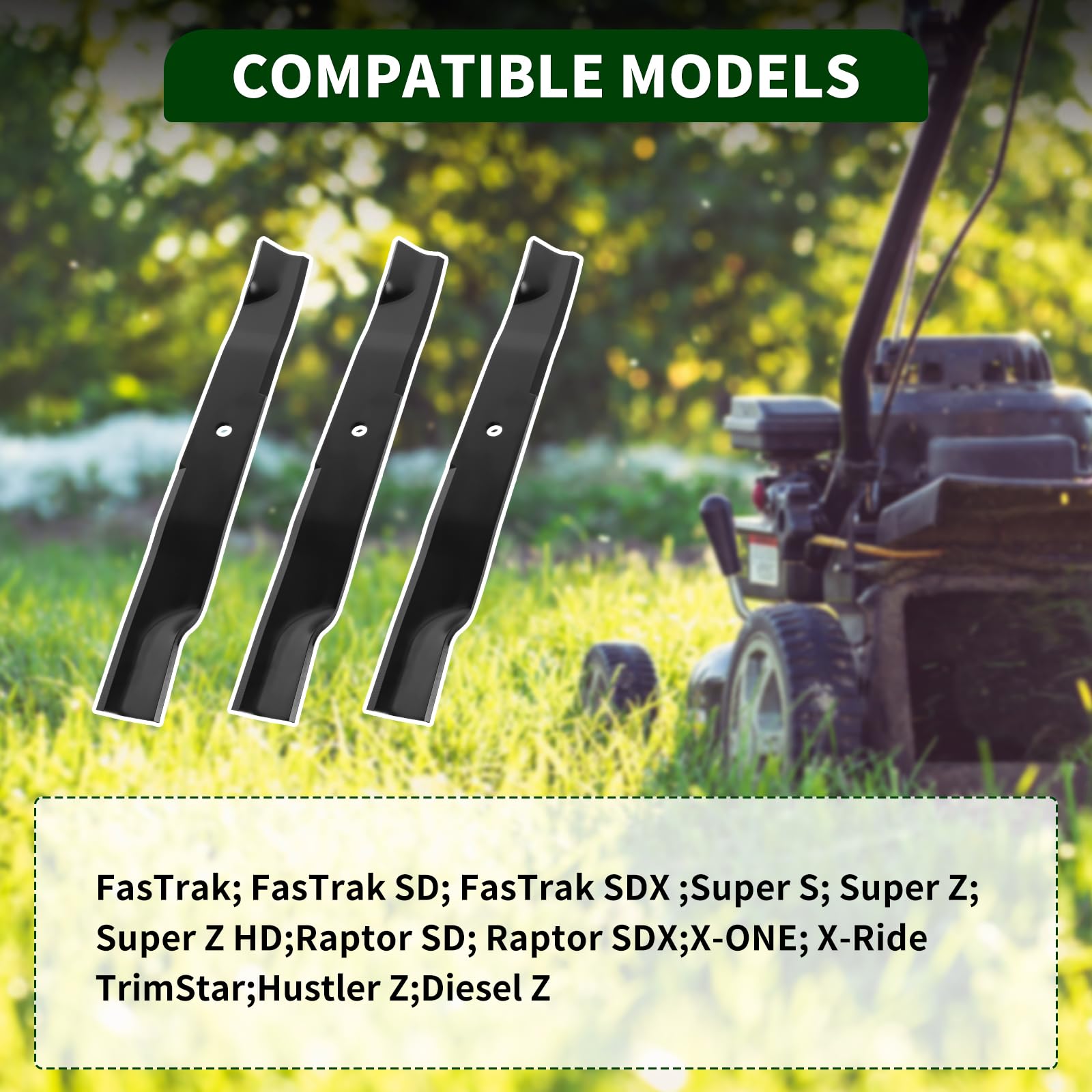 793794 794685 - Cuchilla de cortacésped compatible con Hustler Raptor SD, Diesel Z, Super Z, TrimStar, cuchillas de alta elevación de repuesto 794230 794214 603992 600901 793794X 603992X 602771