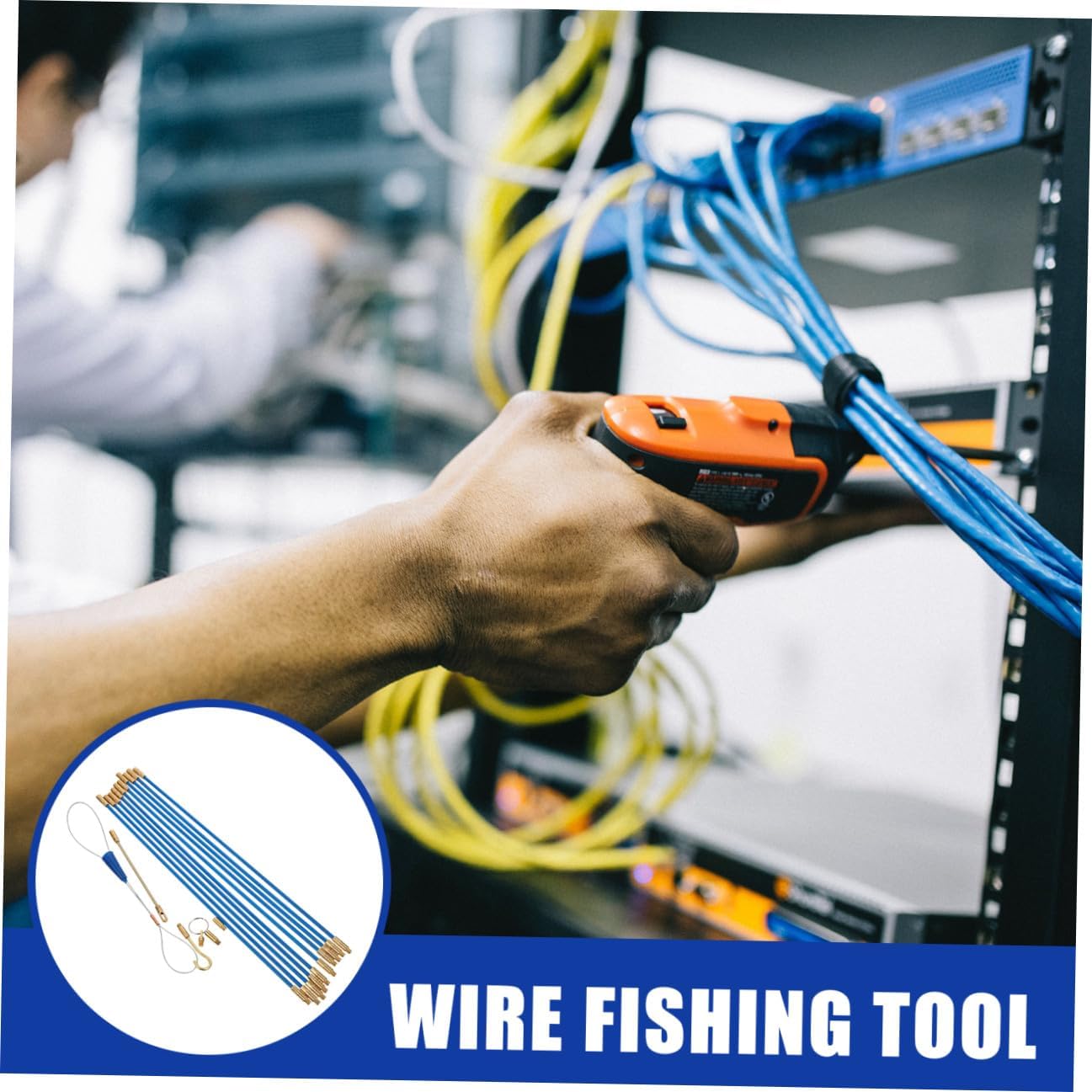 10-Piece 33cm Fiberglass Wall Fishing Wire Puller Kit Electrical Fish Tape Tools for Easy Cable Installation and Repairs Suitable for DIY and Professional Use