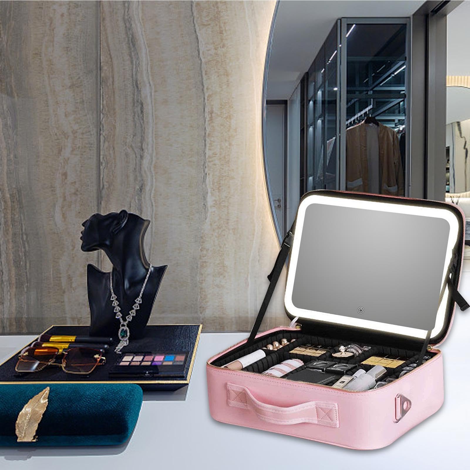 Organizer per borse da toilette – Borsa da viaggio per la compatta | Borsa portatile da bagno, borsa da toilette sospesa, borsa da viaggio impermeabile per trucco, organo leggero, C. Pink