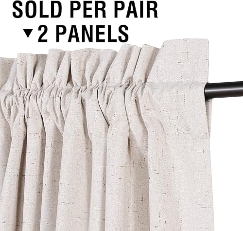 Vista 3 de H.VERSAILTEX Linen Look 100% Blackout Curtains 54 Inches Long for Bedroom Full Light Blocking Rod Pocket Linen Textured Thick Window Curtain Drapes