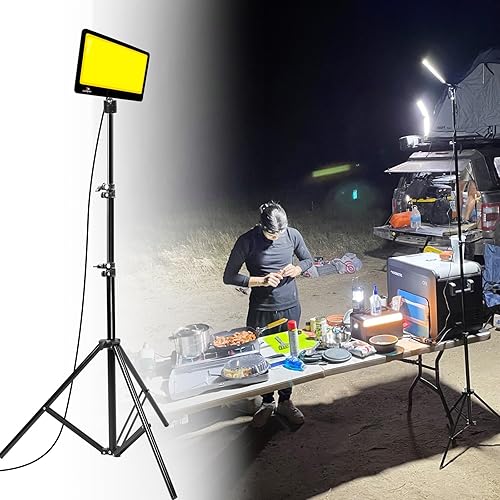 Conpex Luces LED para acampar con cable, 23000 lúmenes, trípode telescópico de luz de campamento, luces de pesca nocturna para banco, luz portátil