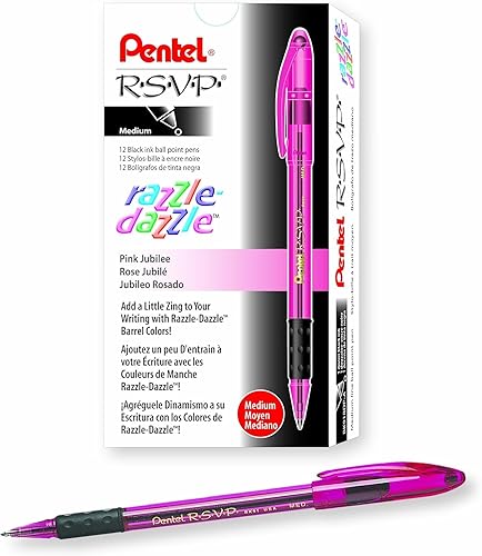Miniatura 9 de Pentel RSVP Razzle-Dazzle - Bolígrafo de línea media barril azul tinta negra caja de 12 BK91RDC-A