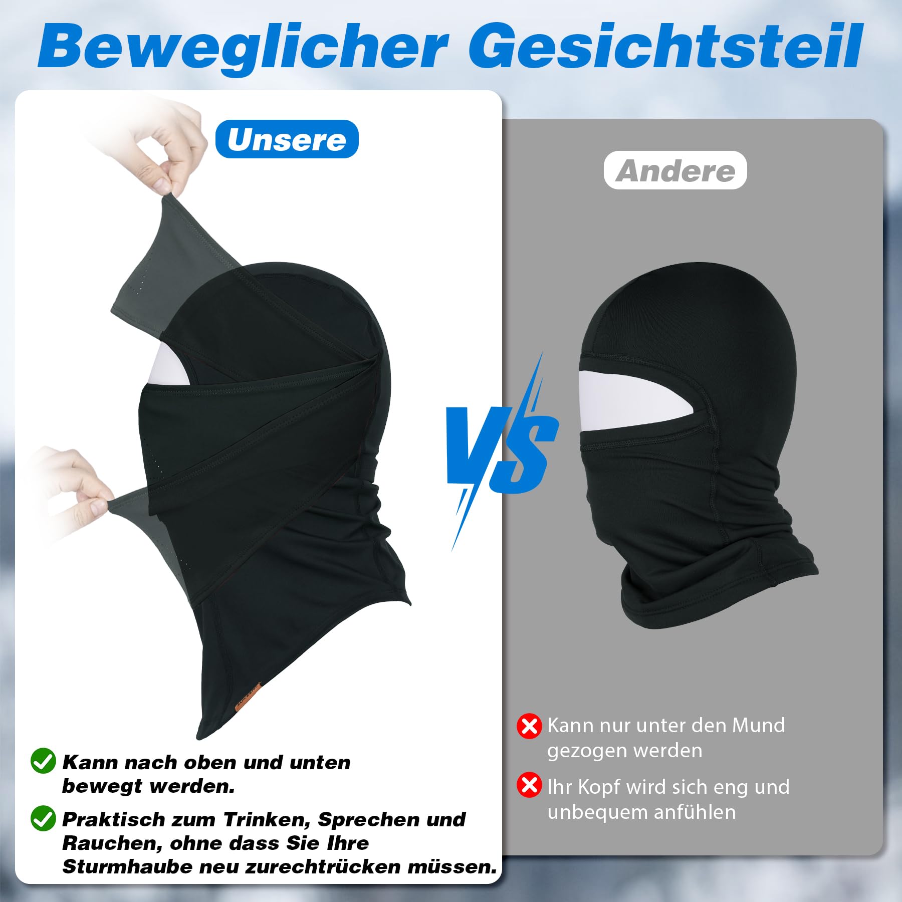 Sukeen Sturmhaube Winter Balaclava Skimaske Motorradhelme Liner Sturmmaske Fahrrad für Motorradfahren, Skifahren, Snowboarden, Radfahren Winddicht Warm Gesichtshaube Einheitsgröße Herren/Damen