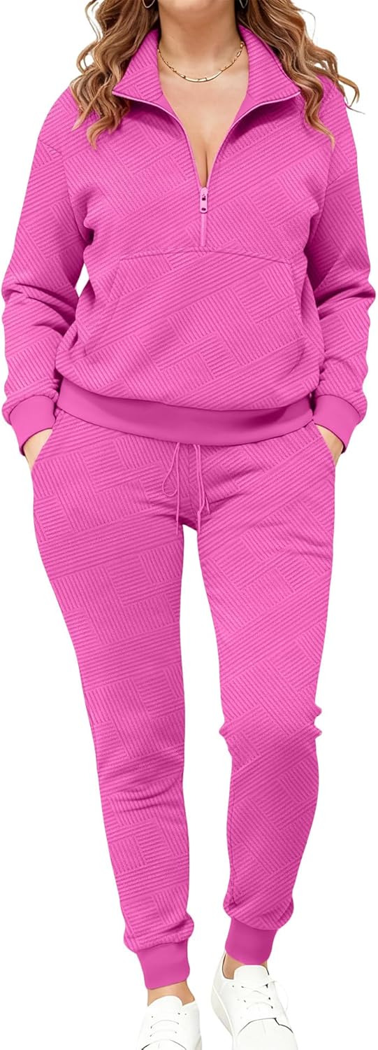 Bealin 2 Piece Sets for Women Sweatsuit Long Sleeve Half Zip Tops and Sweatpants Workout Tracksuit Matching Sets