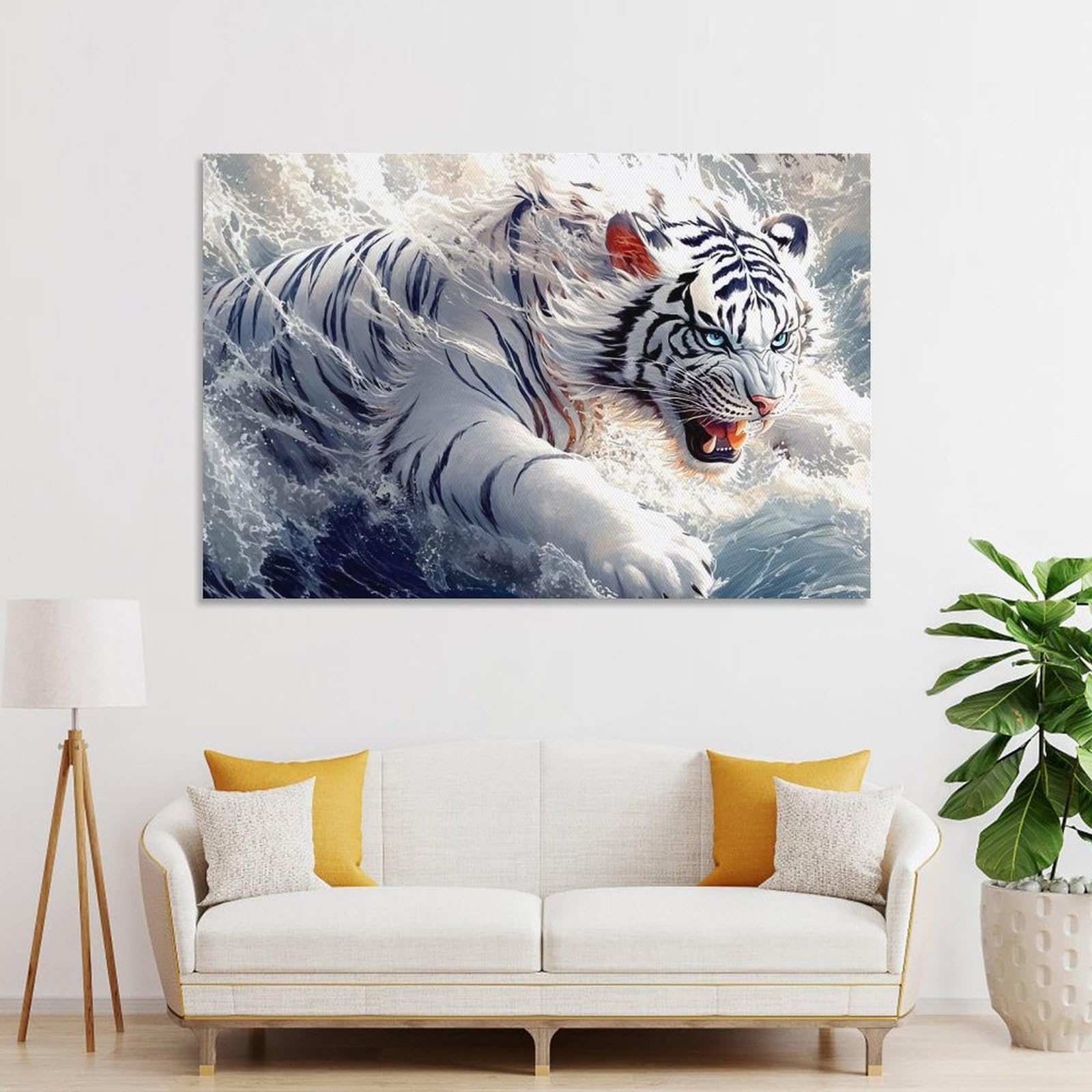 Junmoney Canvas Art Print Tiger King, 20x30inch(50x75cm), for Home Office, Desk Area Or Studio, Wall Art That Adds Style to Work Areas