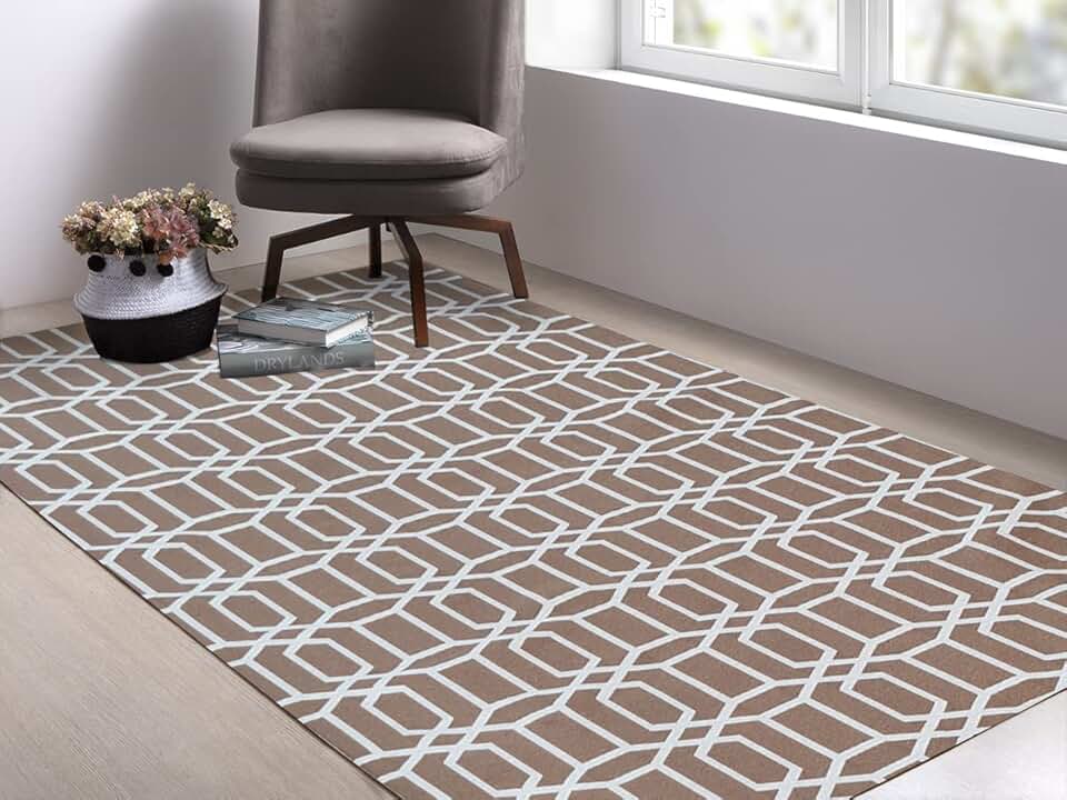 Tapete Sala Quarto Roma Antiderrapante em Jacquard - 1,40x2,00m (Diamantes Caramelo)