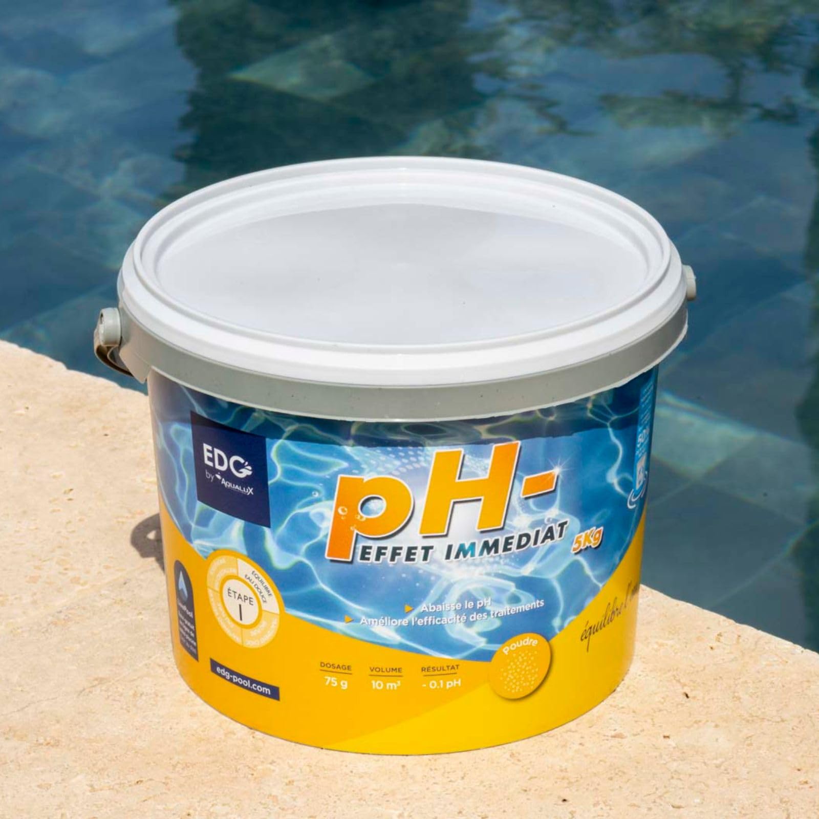 pH Moins Piscine - Baisse Le PH - Poudre - Seau 5kg - Confort De Baignade et Efficacité de Traitement Piscine - Correcteur pH Haute Concentration