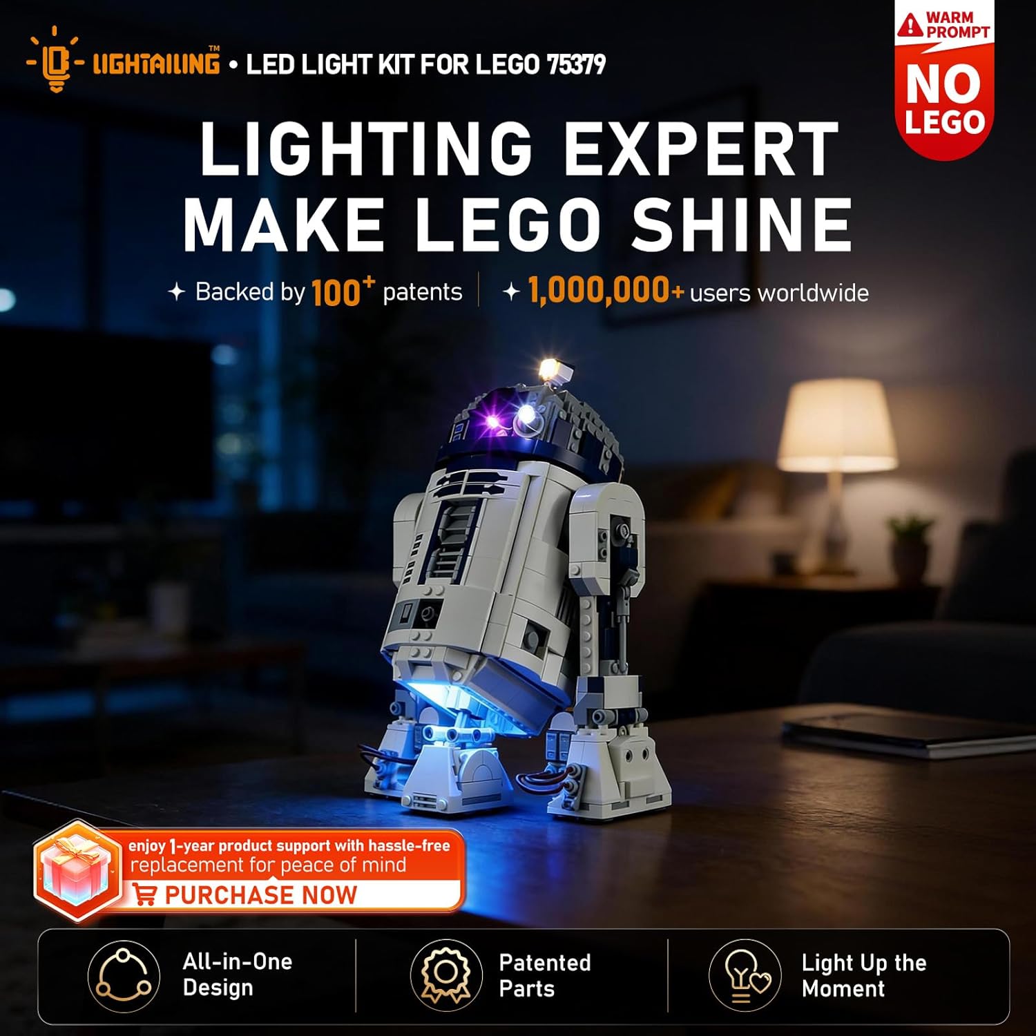 LIGHTAILING Light for Lego-75379 R2-D2 - Led Lighting Kit Compatible with Lego Building Blocks Model - NOT Included The Model Set - Image 4